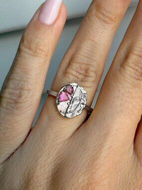 Moon Magic Rhodolite Garnet Ring | Rose Quartz Pink Topaz 925 Sterling Silver